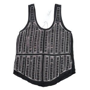 Parker “Blair” Eyelet-Bead Tank — Black, NWT, MSRP $374 | Women’s XS